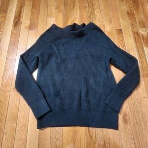 Banana Republic Black Sweater Wool Blend Pullover Tie Back Knit Preppy M